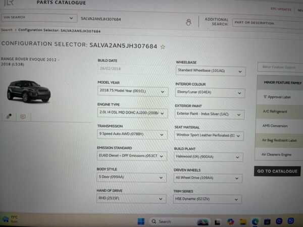 Range Rover evoque Dynamic AJ200 peças usadas 2018