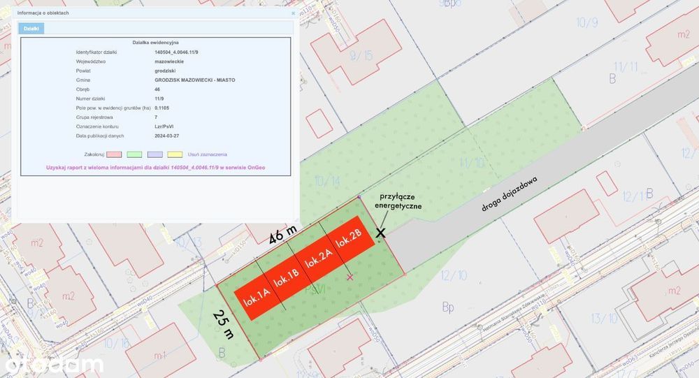 Działka budowlana w centrum Grodzisk Maz. ul. Na Laski - bezpośrednio