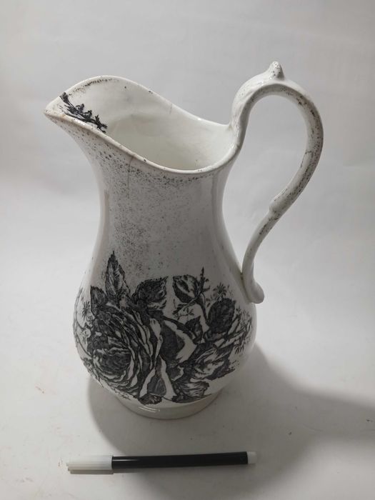 Antigo Jarro Loiça Real Fabrica Sacavem - Flores Rosas