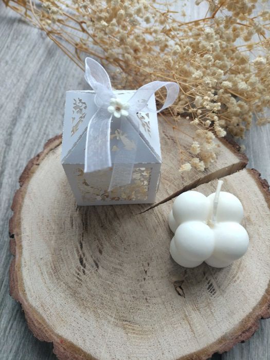 Podziękowanie dla gości komunijnych świeczka sojowa mini bubble