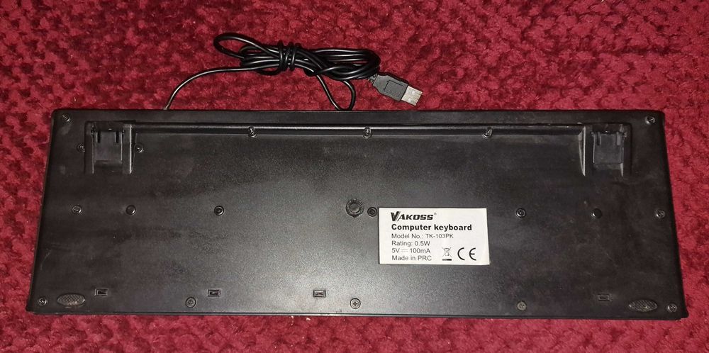 Klawiatura standardowa przewodowa czarna USB, brak 1 klawisza