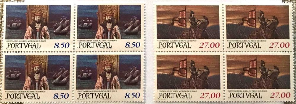 Série 2 quadras de selos novos - Subida ao trono de D.João II - 1981