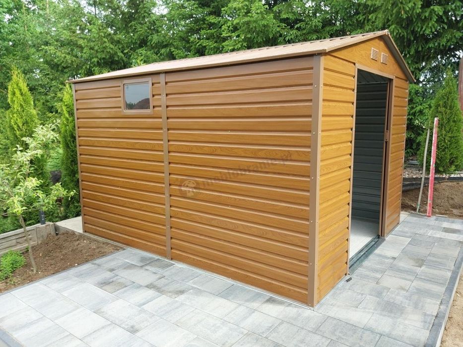 Domek garaż blaszak 10 lat gwa brązowy z oknem nowy