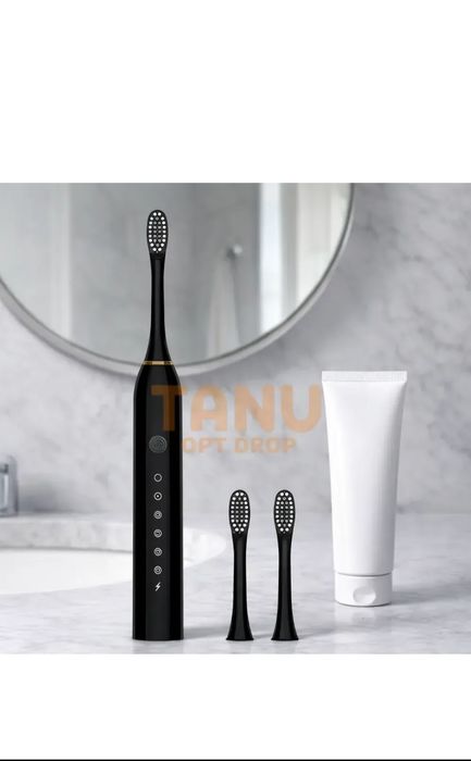 Акумуляторна електрична зубна щітка Sonic IPX7 X-3 500 mAh 1.5W Чорний