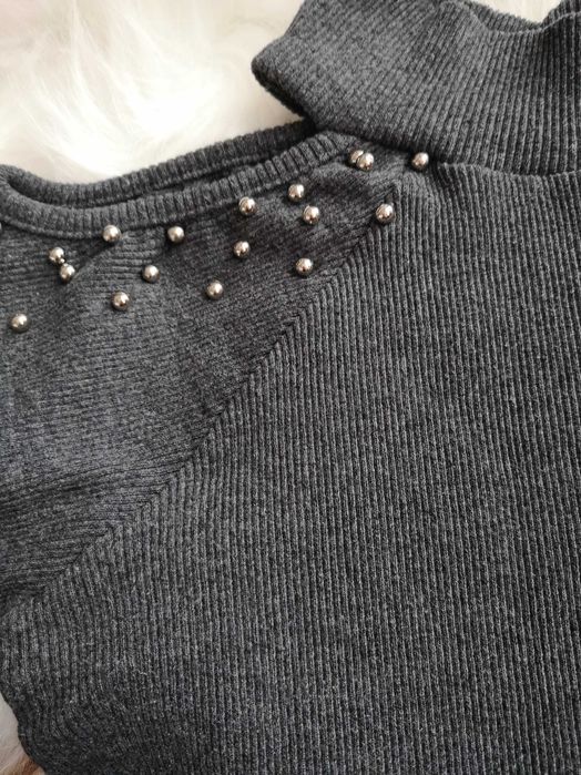 Bluzka sweter półgolf 36 S 38 M selfieroom grafitowa prążkowana dżety