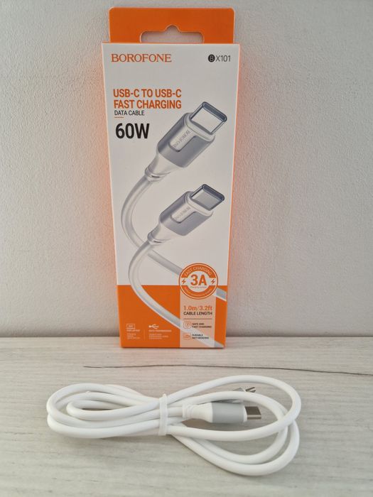 Borofone Kabel BX101 Creator - Typ C na Typ C - 60W 3A 1 metr biały