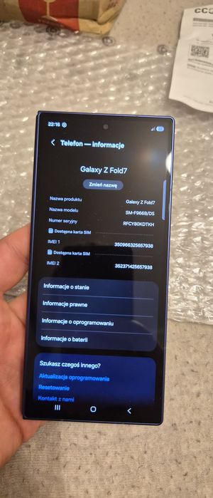 Telefon Samsung Z Fold 7 256 GB po wymianie modułu na NOWY