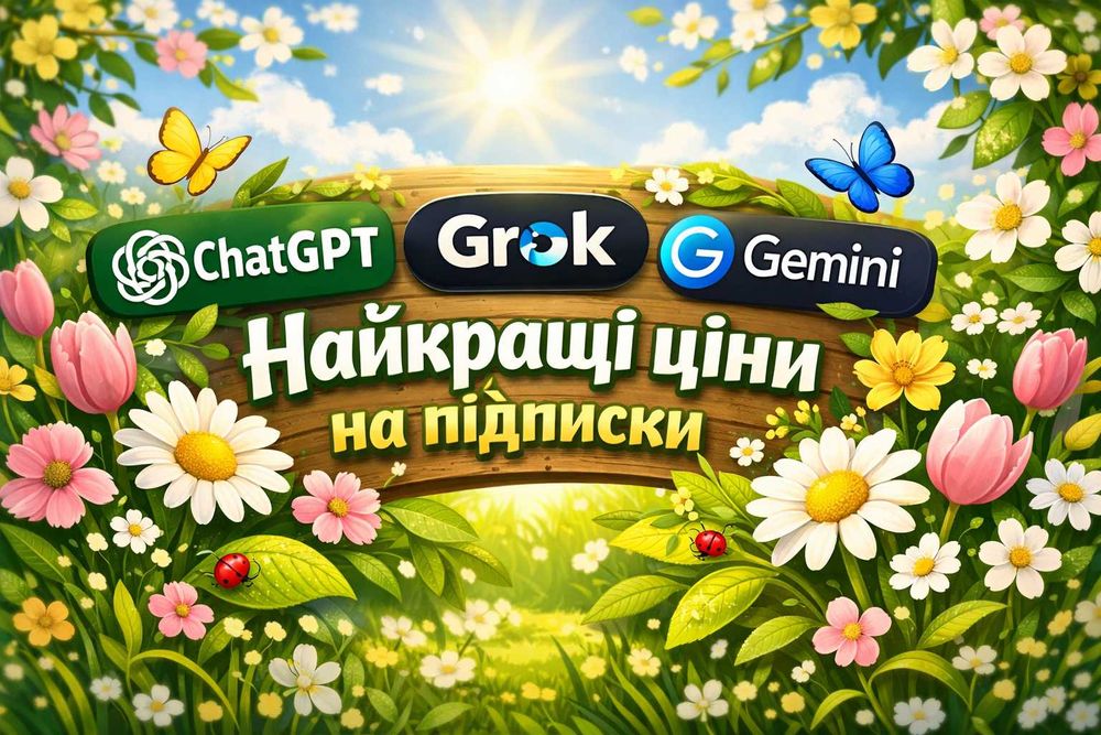 Chat GPT Plus, Grok Super, Gemini Pro на 1/3/6/12 міс