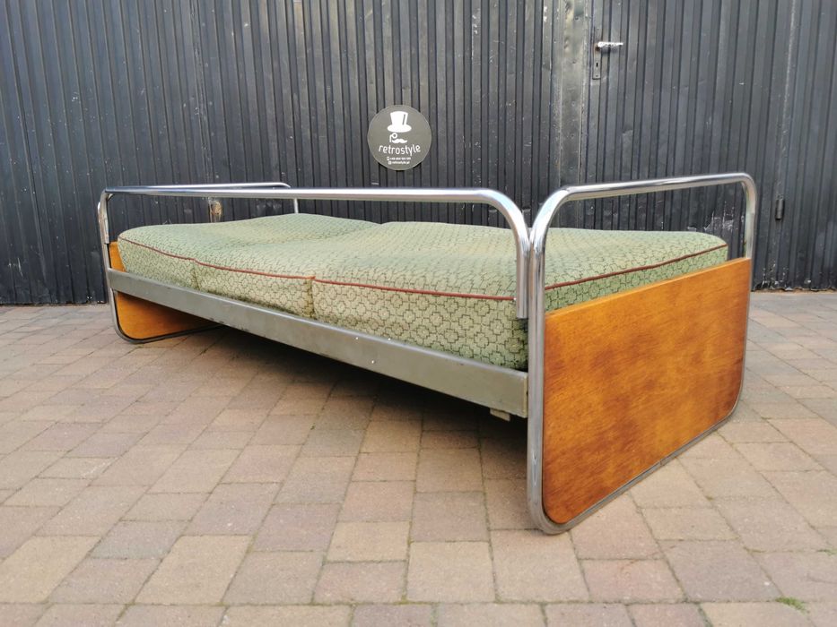 Sofa chrom proj. Hynek Gottwald/ KOVONA Czechosłowacja '40-60, Bauhaus