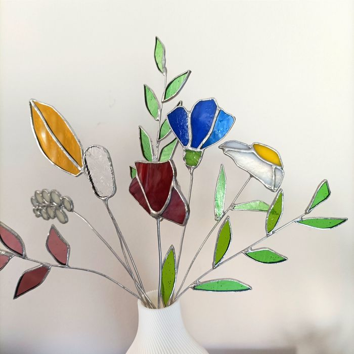 Bukiet kwiatów polnych witraż szkło