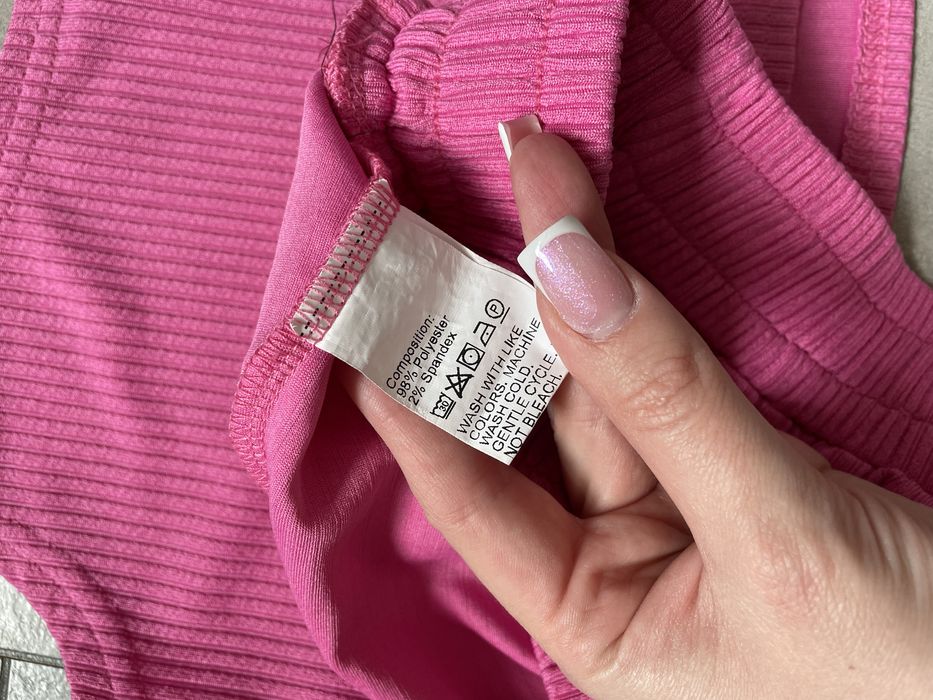 Różowy komplet dwuczęściowy z dzianiny prążkowanej – Shein, rozm. S