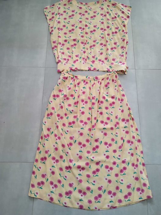 Bluzka spódnica komplet żorżeta jedwab garsonka