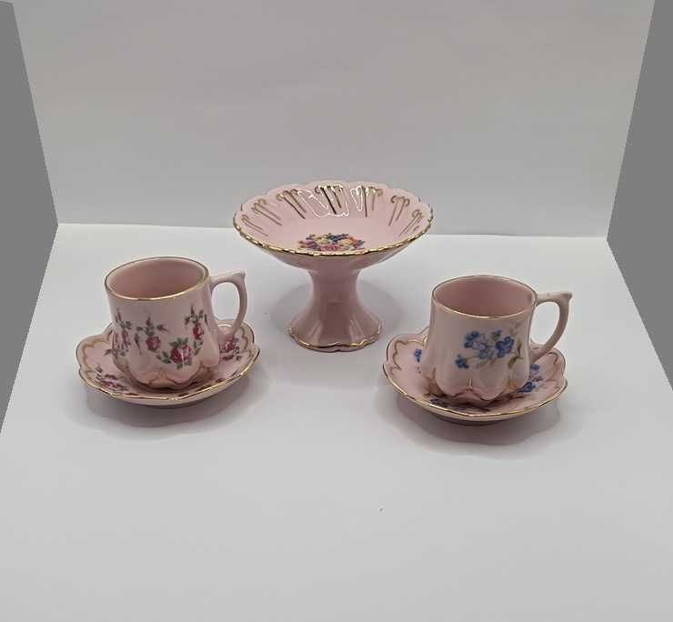 Różowa porcelana Chodov  filiżanki duo mini