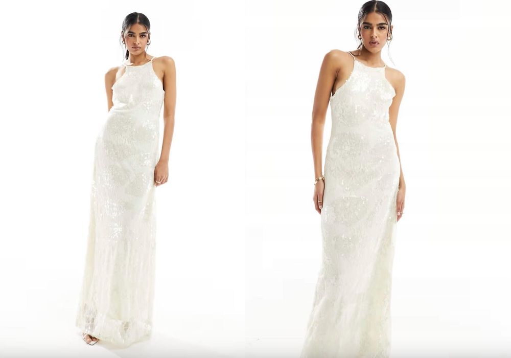 Długa sukienka VERO MODA Bridal S 36 koronkowa cekinowa lou maxi ślub