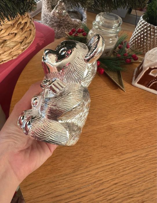 skarbonka Teddy Bear silverplated H.Samuel srebrzona moneybox miś