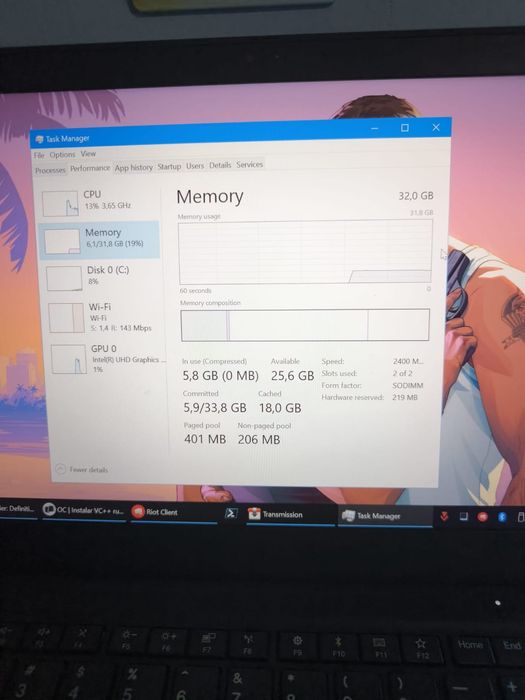 Portátil Gaming i7 8665H  RAM 32GB Intel HD Fortnite Csgo2