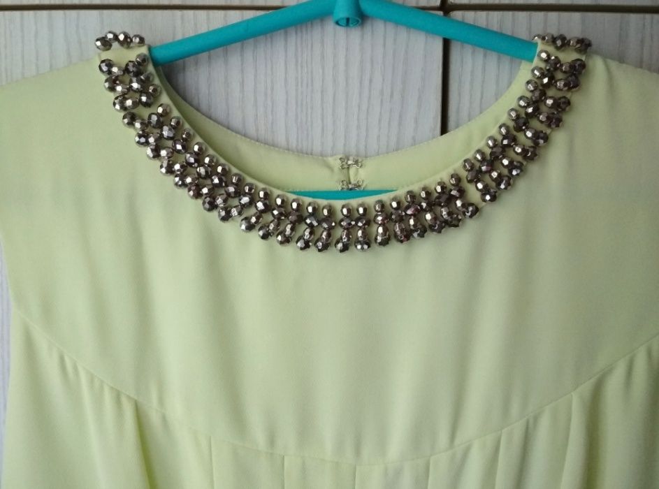 Cytrynowa żółta sukienka plisowana zakładki Oasis wesele Sylwester