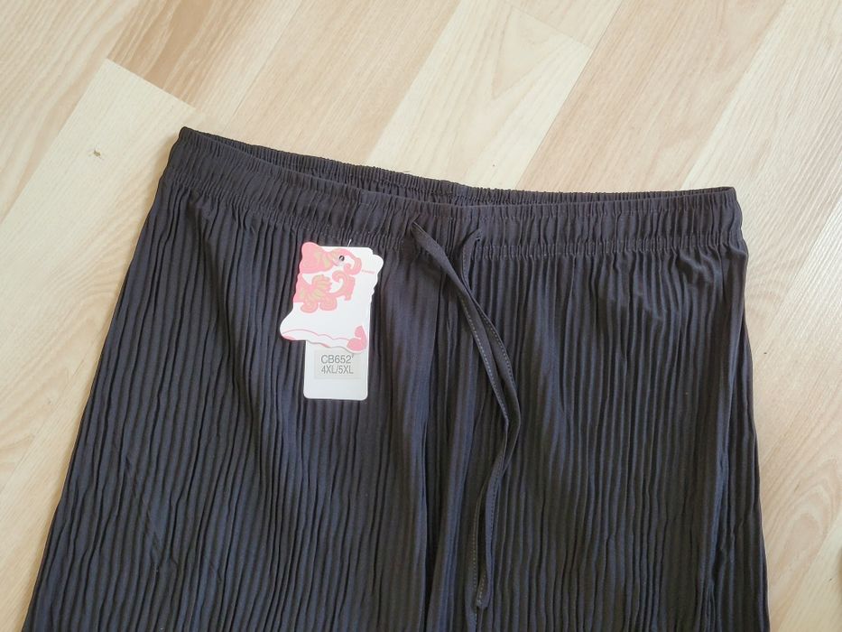 Szerokie spodnie bawełniane z gumką 4XL/5XL czarne plus size