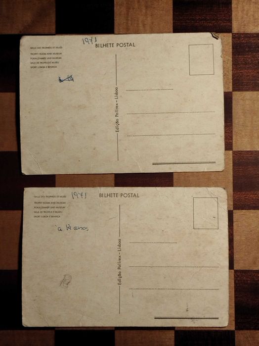 2 postais antigos do Museu do Benfica 1971