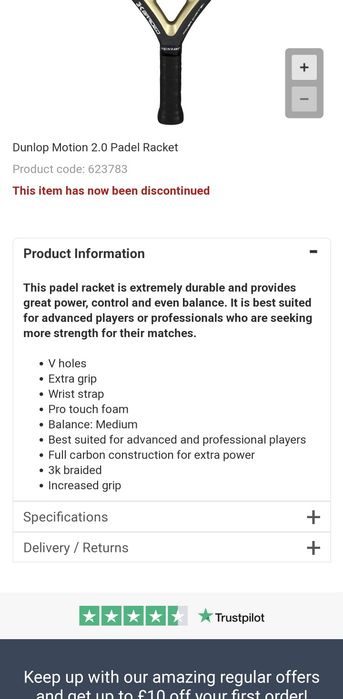 Raquete padel Dunlop Motion 2.0