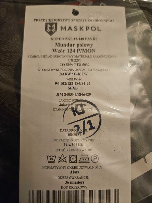 Mundur wojskowy 124P M/XL