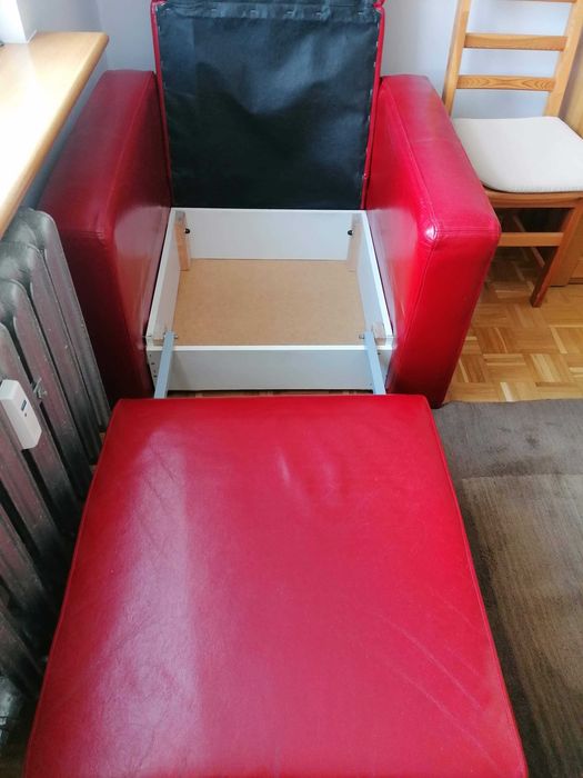 Fotel rozkładany naturalna skóra