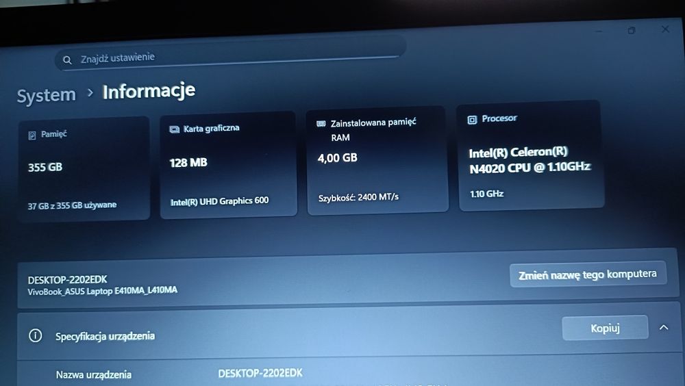 Asus E410M 14" Intel Celeron N 4GB / 256GB