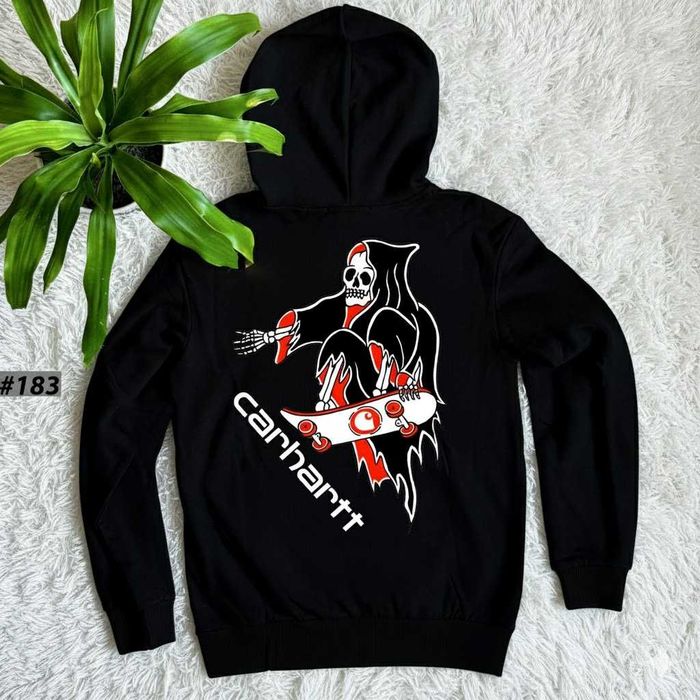 Черное Худи CARHARTT Big Logo — Чорна Толстовка Кархарт — XS/XL