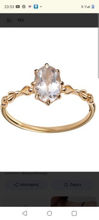 Pierścionek złoty poem yes topaz