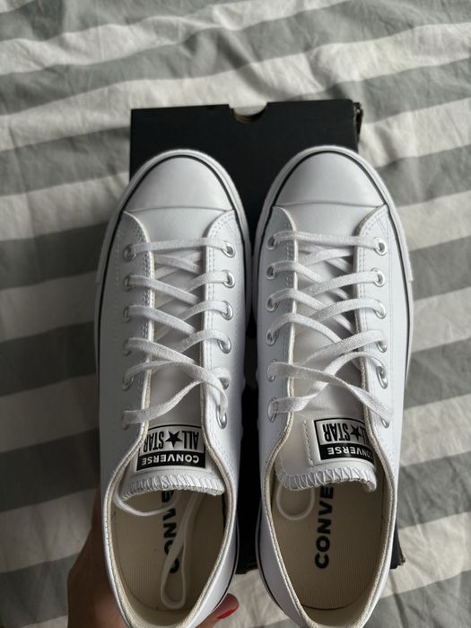 Converse skorzane białe 40