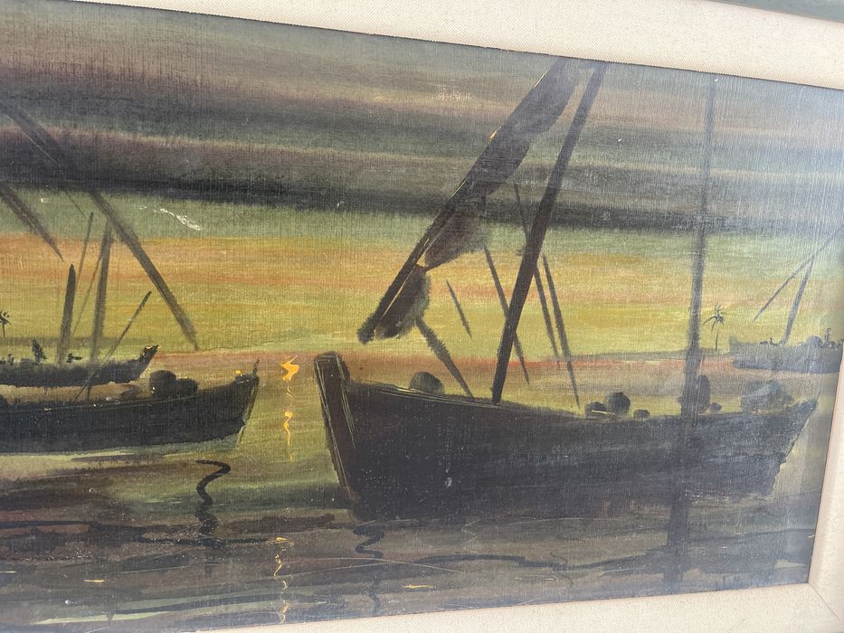 Quadro Barcos ao Anoitecer