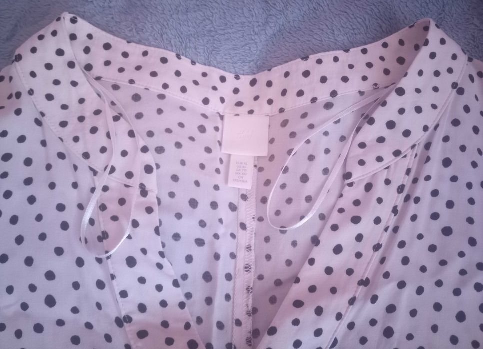 Sukienka damska cienka biała w czarne kropki H&M r.XL