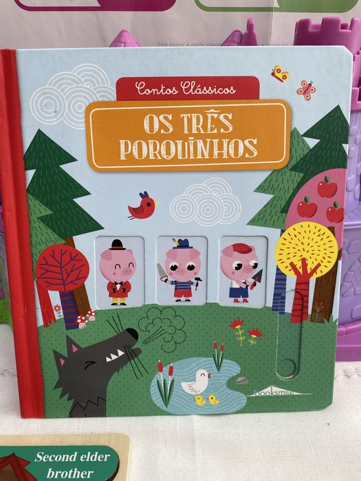 Os tres porquinhos Livro interativo dois puzzles duplos em madeira