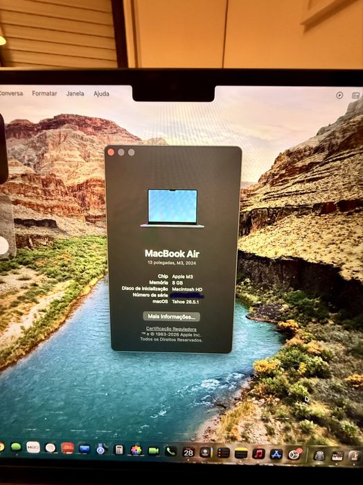 Macbook Air m3, 8GB de RAM e 256ssd - Com Fatura (bateria 97%)