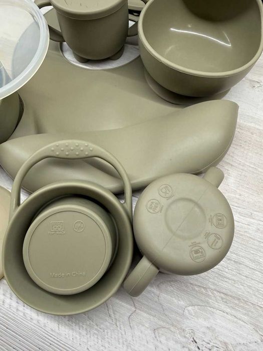 Набір дитячого силіконового ЕКО посуду на присосках, для прикорму