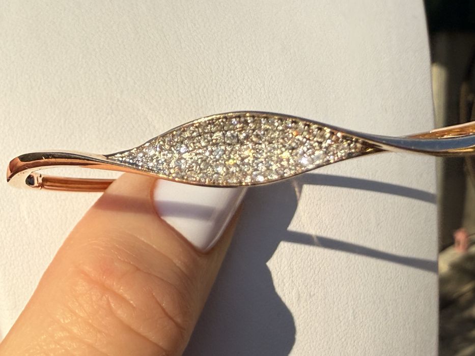 Браслет з діамантами 0,28 Сертифікат, вага 7,72 гр рожеве золото