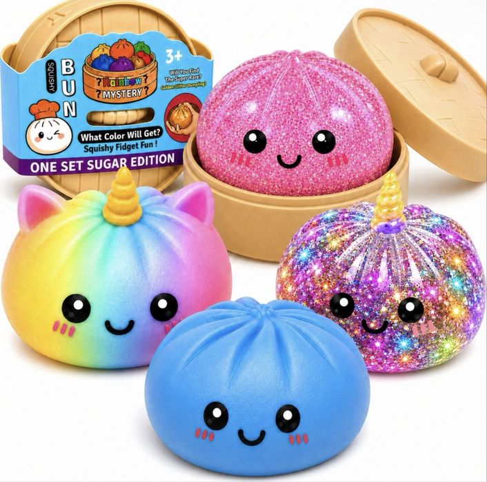 Brokatowy Gniotek Dumpling Squishy | Antystresowy | Sensoryczny | Losowy Kolor