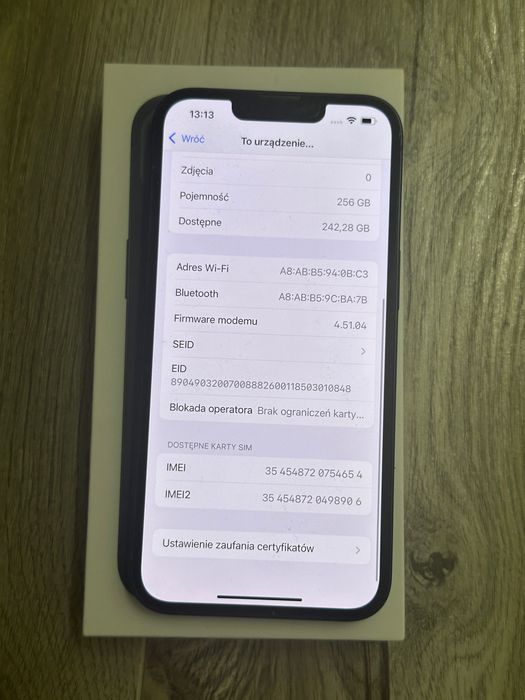 iPhone 13 256GB Czarny