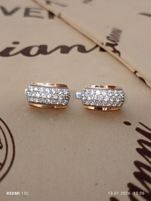 Серьги серебряные с золотыми пластинами