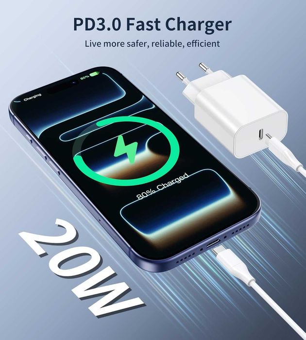 Ładowarka USB C 20 W, adapter Kabel USB C
