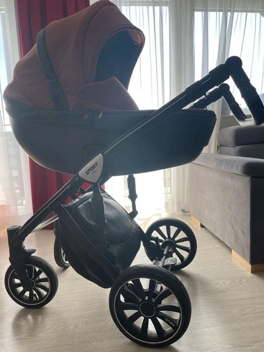Wózek anex sport 2w1 czarny brązowy gondola spacerówka