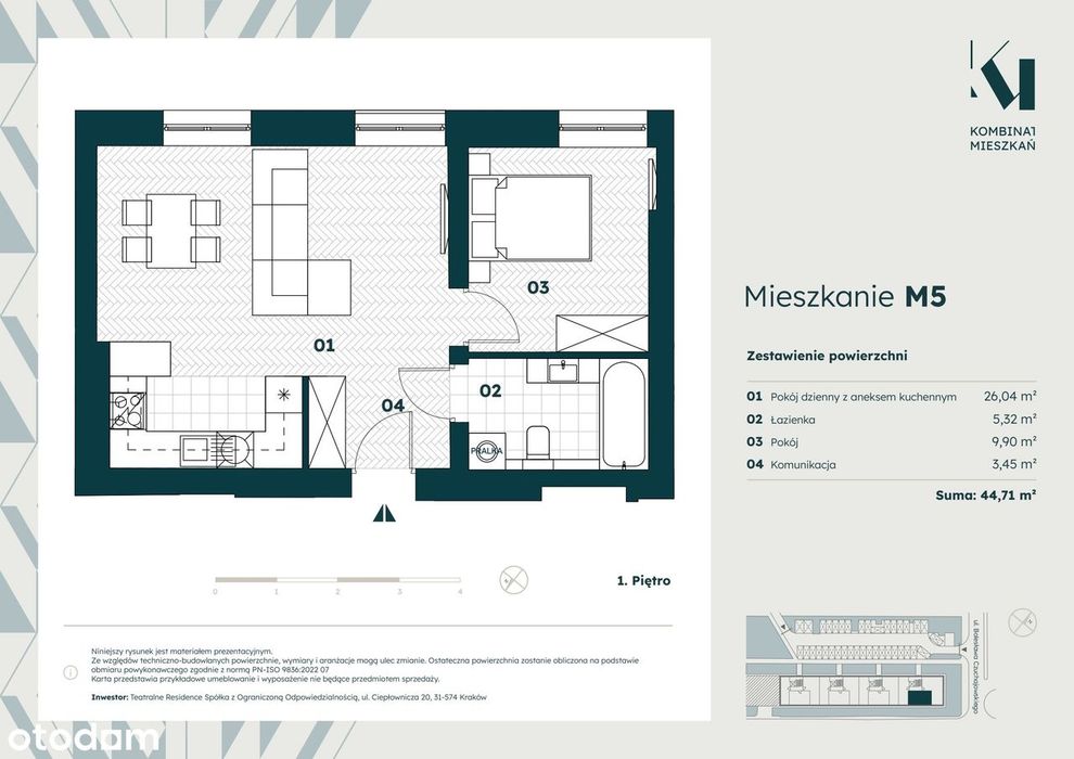 2-pokojowe mieszkanie 44m2 Bez Prowizji