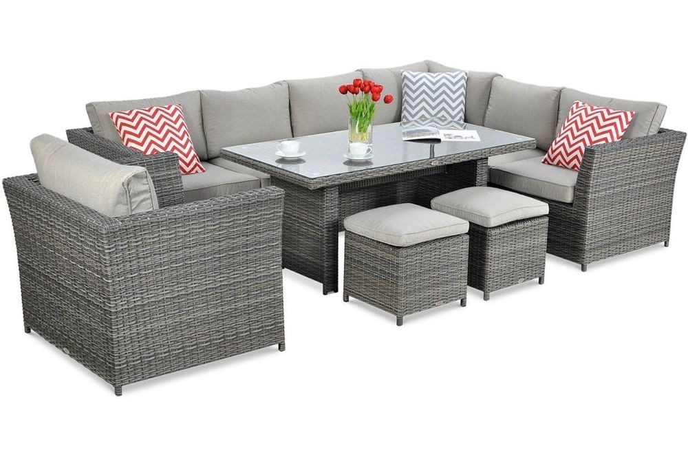 Narożnik technorattan MONIZ DINING PLUS Dark Grey
