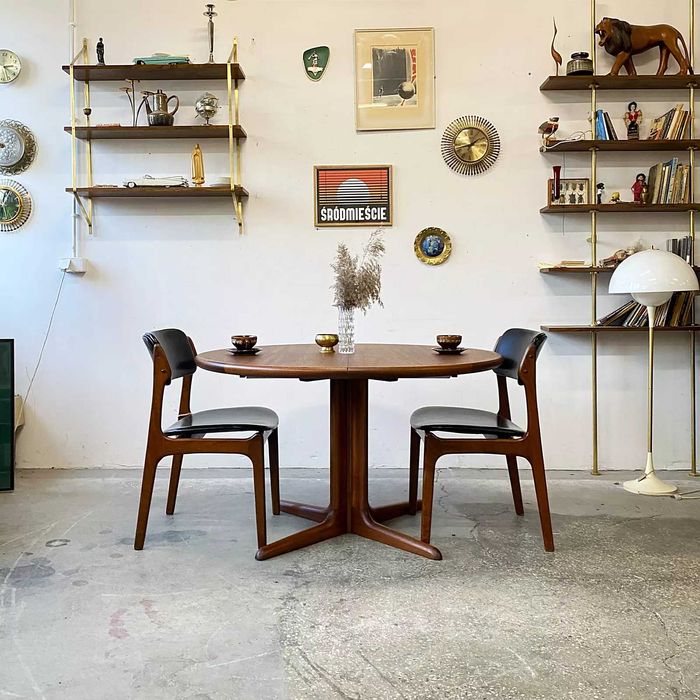 Okrągły stół rozkładany, Dania lata 60/70, mid-c, vintage