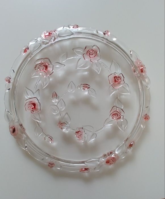 Цветное рельефное стекло блюдо поднос раритет прошлый прошлый век