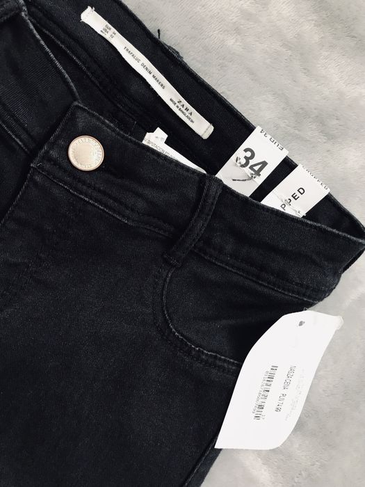 Zara 34 Cropped spodnie Jeansy Nowe Czarne Metki