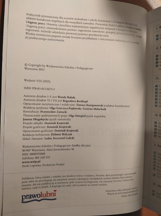Podręcznik Bezpieczeństwo i higiena pracy