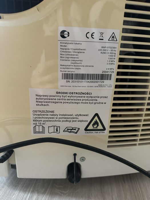 Klimatyzator z funkcją grzania, osuszacz, wentylator