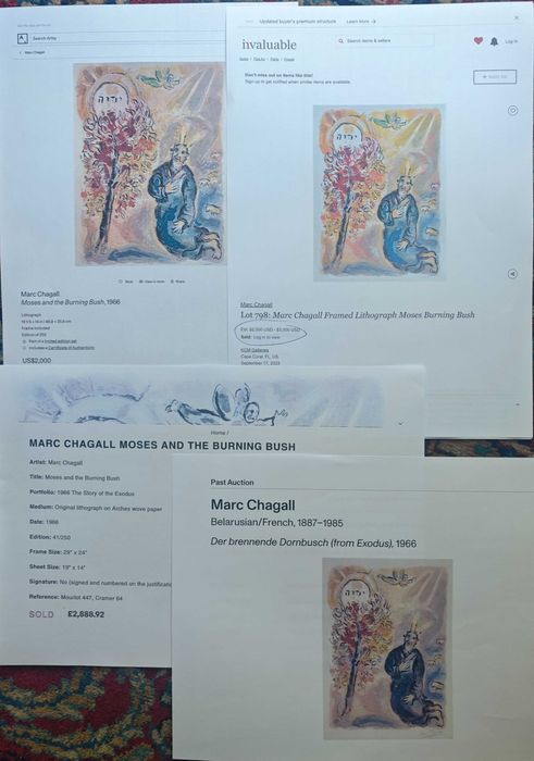 Marc Chagall Mojzesz i Gorejacy krzew sygn. limitowana litografia