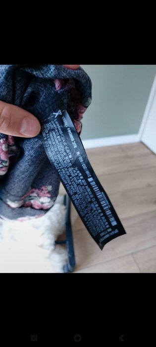 Sukienka damska czarna Zara w kwiaty przed kolano rękaw 3/4 100% visko